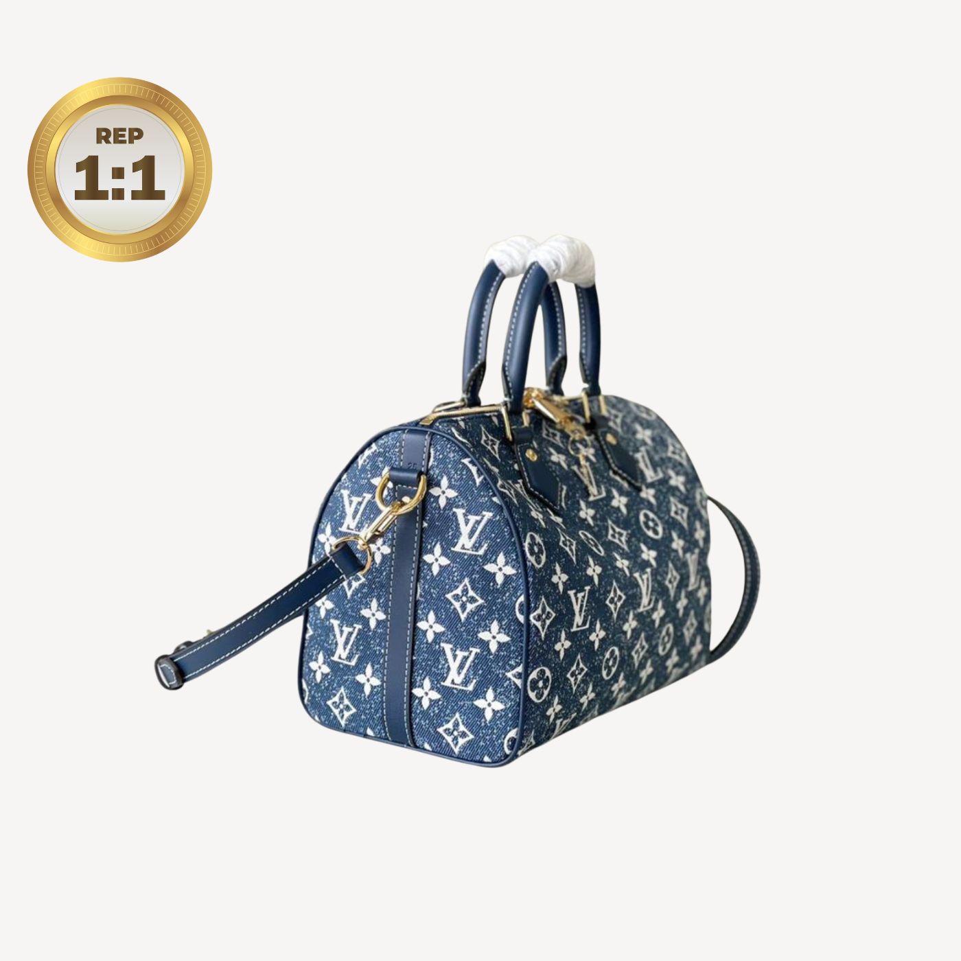 [REP 1:1] Louis Vuitton Speedy Bandouliere 25 Monogram Denim Jacquard Navy Blue 9.8in/25cm